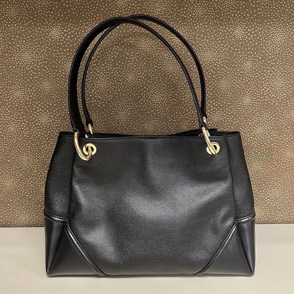 🔥🔥🔥NEW Michael Kors Nicole Large Black Leather Shoulder Bag Tote - Picture 9 of 16